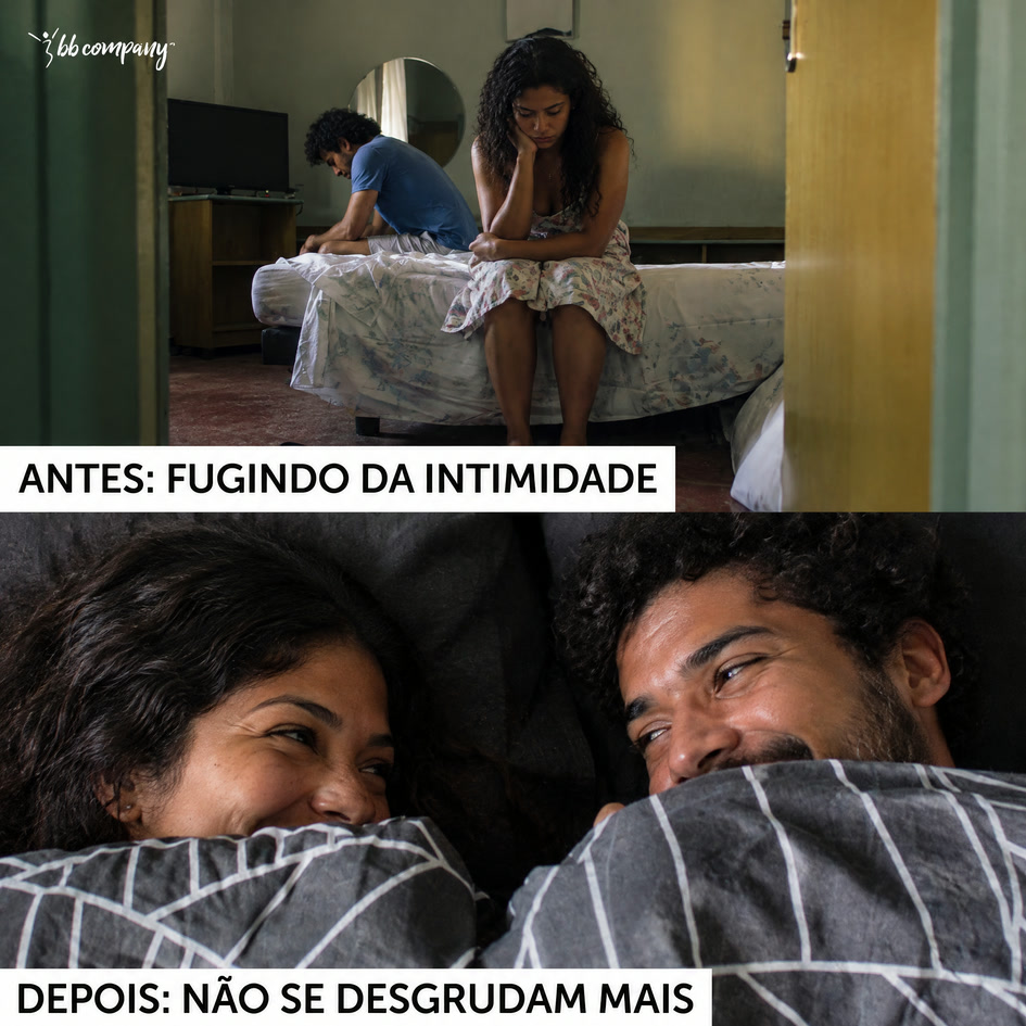 Casal vivendo a virada na relação, saindo da fuga para mais intimidade.