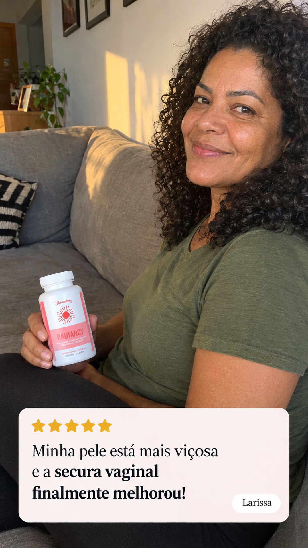 Cliente mostrando o resultado com o Radiancy