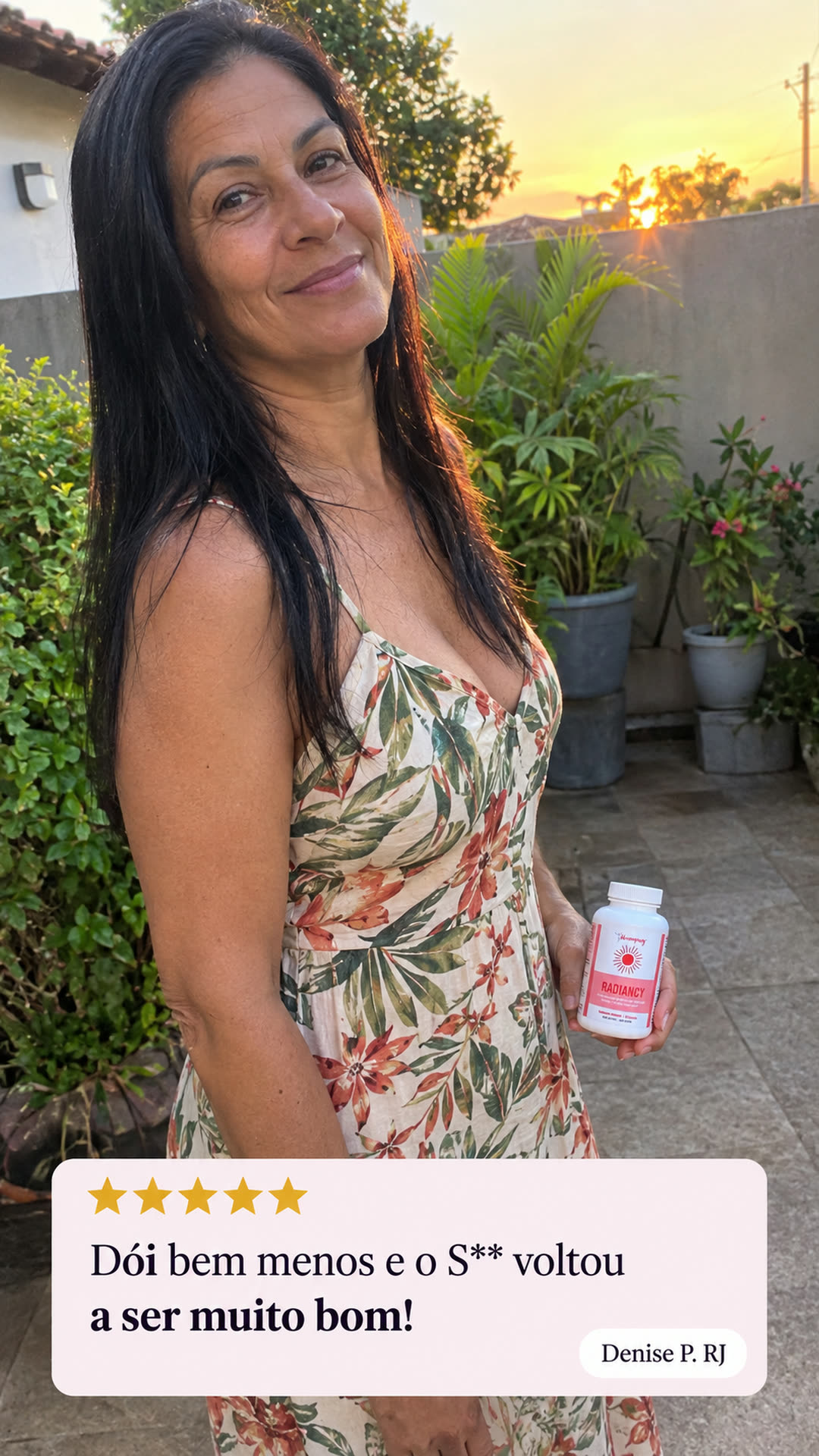 Cliente mostrando o resultado com o Radiancy