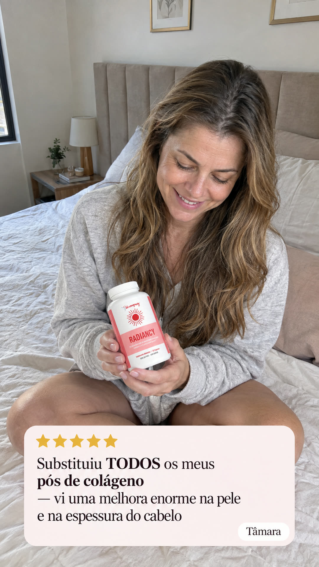 Cliente mostrando o resultado com o Radiancy