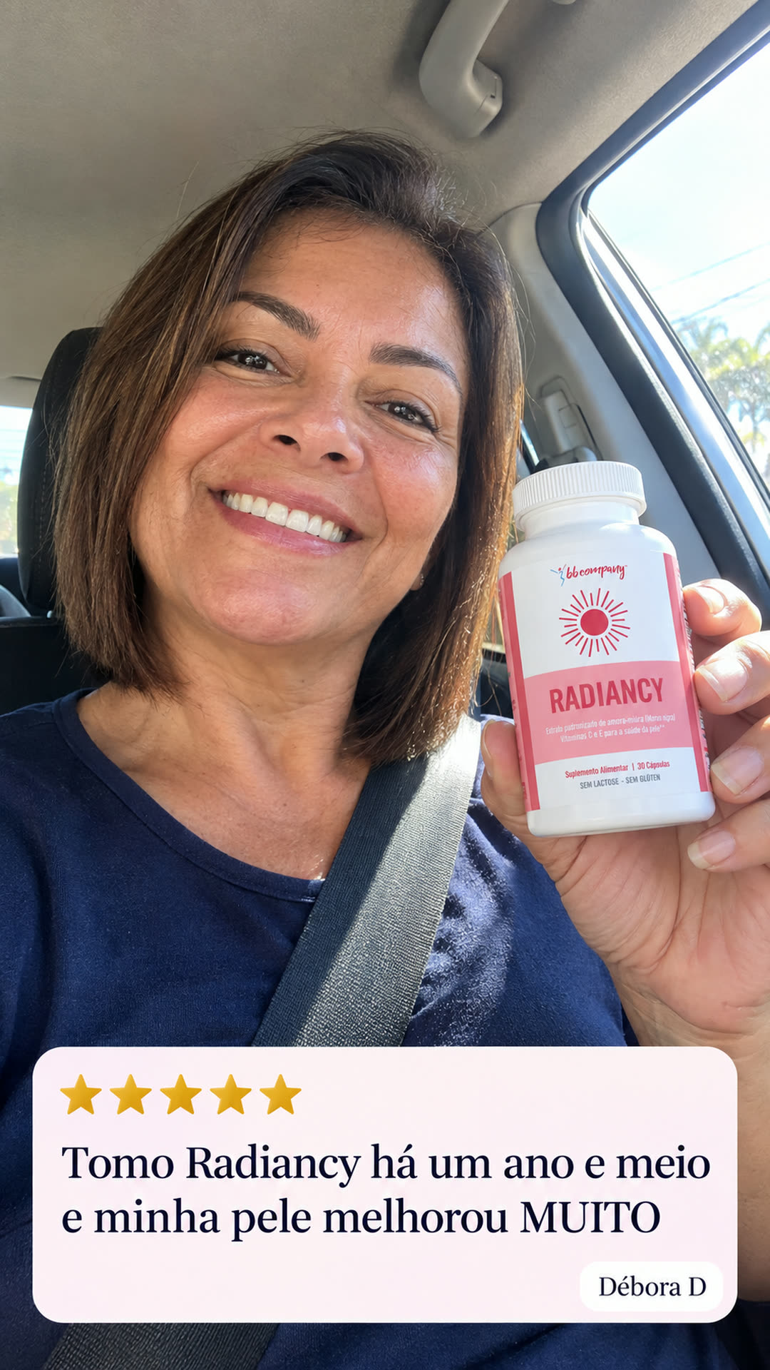 Cliente mostrando o resultado com o Radiancy