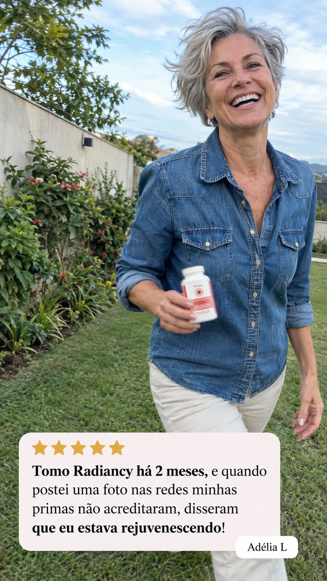 Cliente mostrando o resultado com o Radiancy